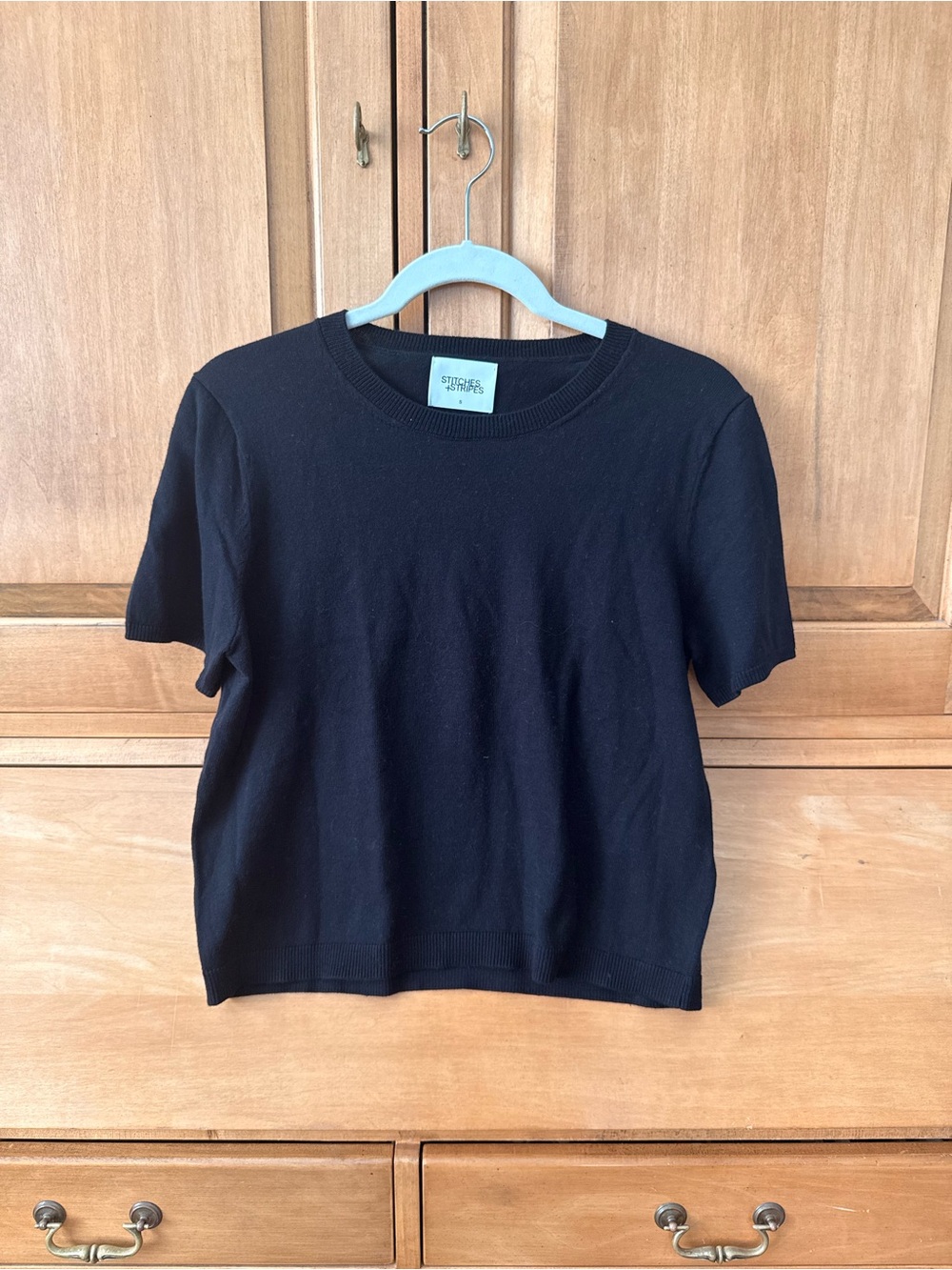 Short Sleeve Black Knit Top by Stranger Things